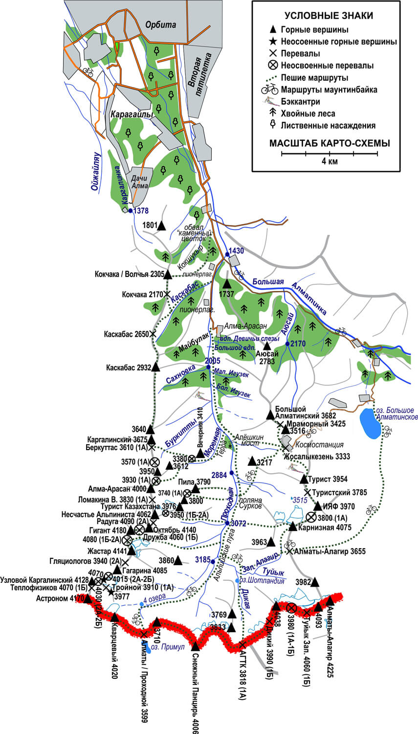 Туристская карта Проходного ущелья