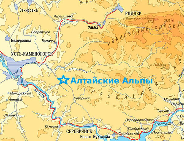 Карта, Алтайские Альпы